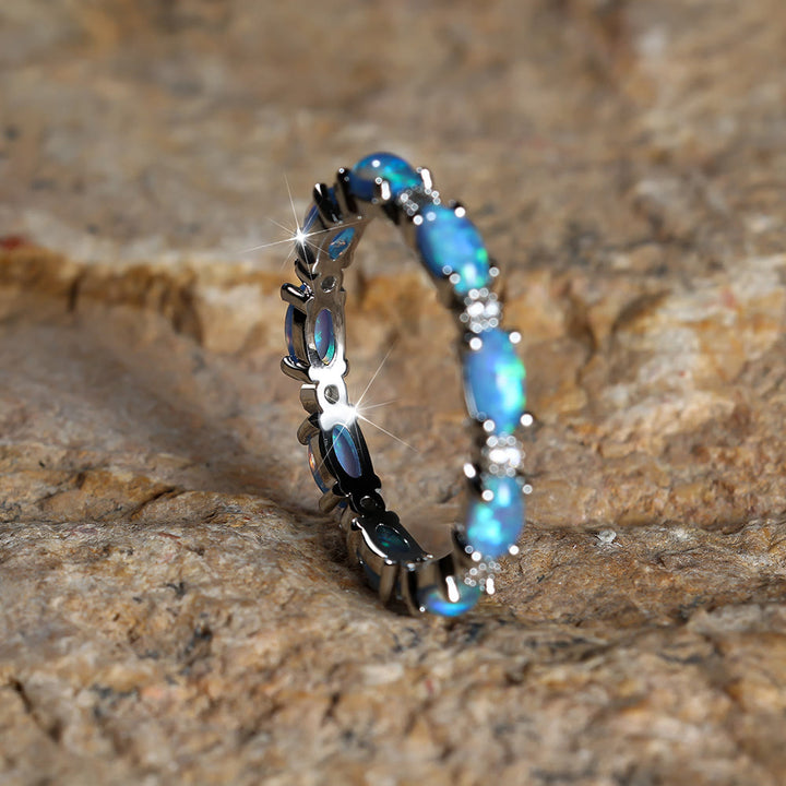 Olivenorma Purple Blue Opal Black Gold Ring - image 5