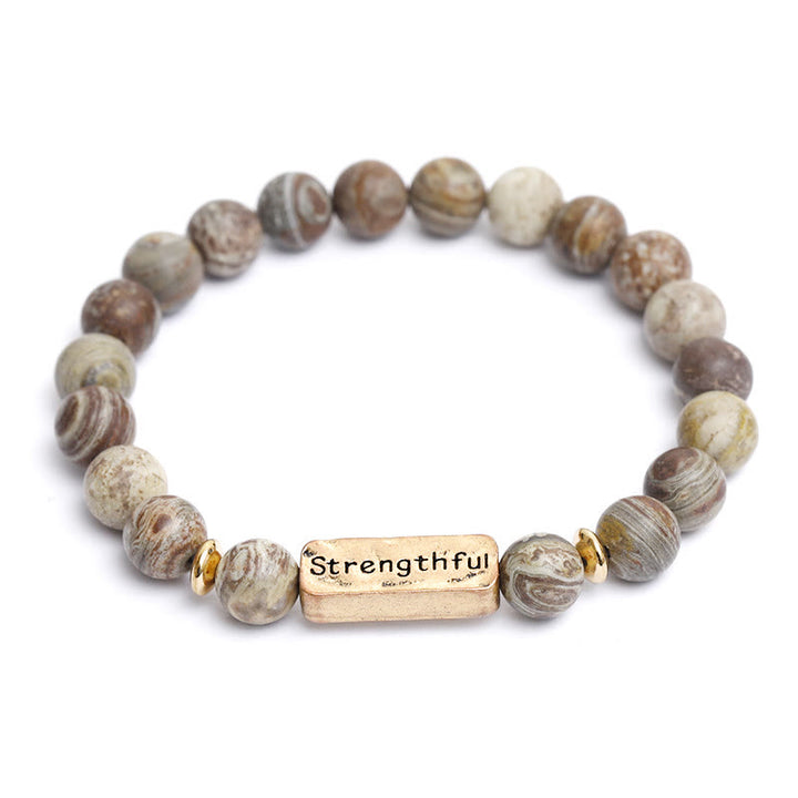 Olivenorma Natural Gemstone Strengthful Engraving Bracelet - Picture Jasper - image 1