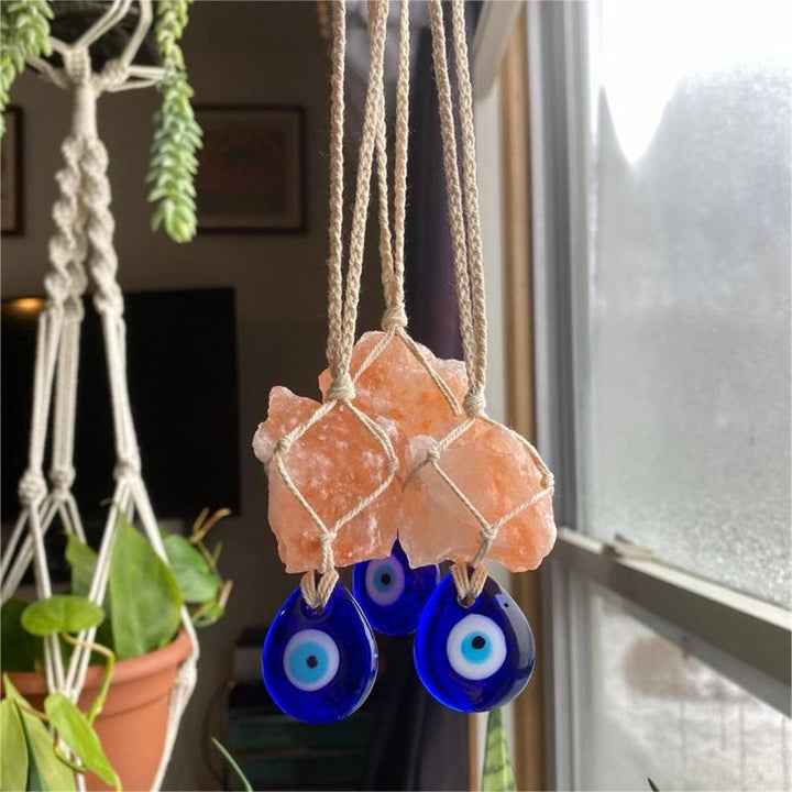 Olivenorma Rose Quartz Original Stone Evil Eye Car Ornament - 30cm*3.5cm - image 0