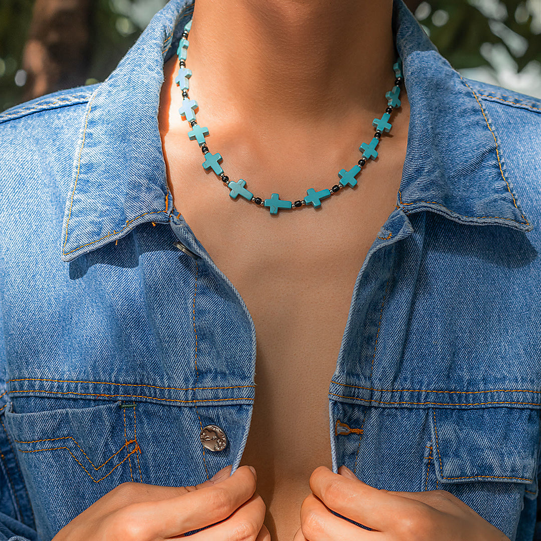 Olivenorma Turquoise Cross Strand Necklace - image 2