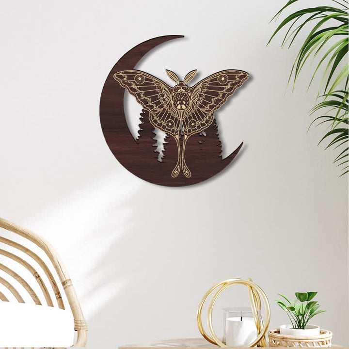 Olivenorma Crescent Moon Moth Wooden Wall Decor - image 8