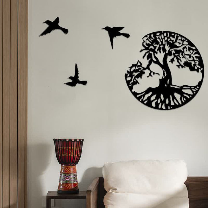 Tree of Life with Three Birds Metal Wall Decor - image 2