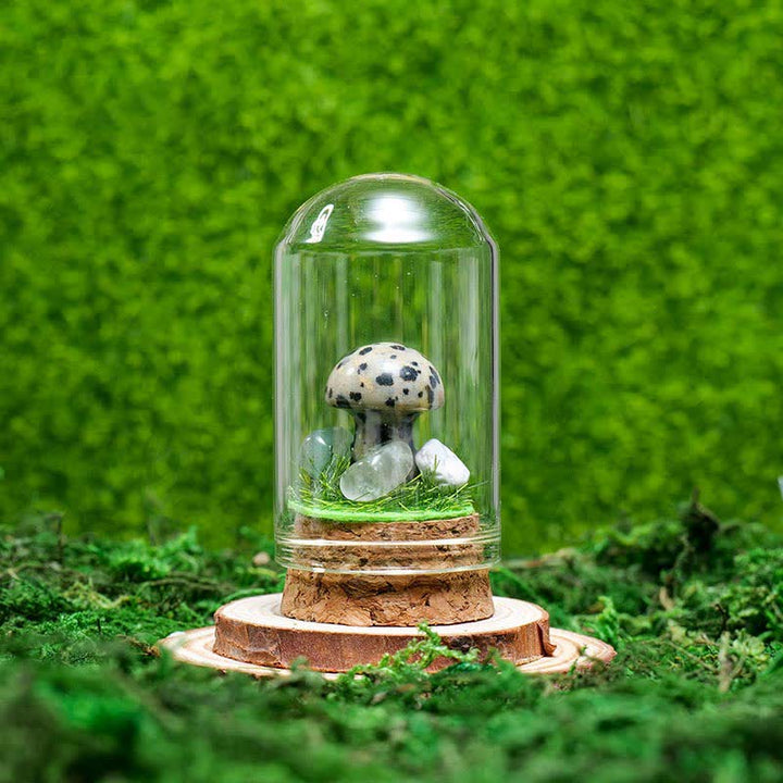 Olivenorma Glass Cover Natural Crystal Mushroom Decoration - Dalmatian Jasper - image 8