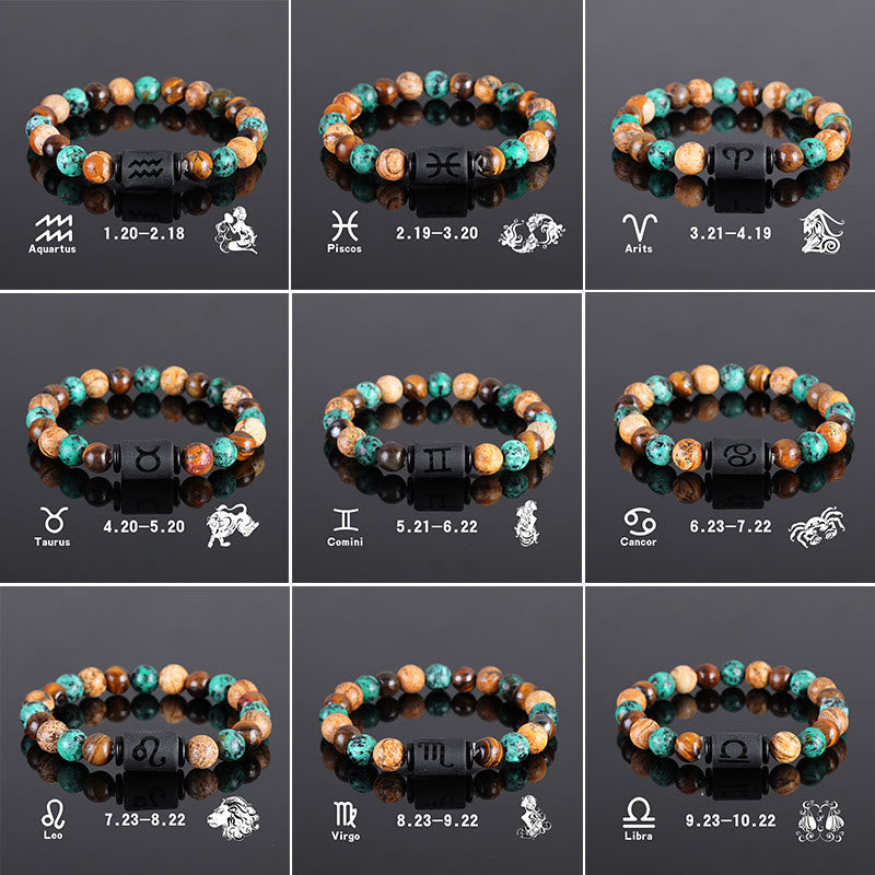 Olivenorma Tiger Eye Bronzite Beaded Zodiac Pendant Bracelet - image 0