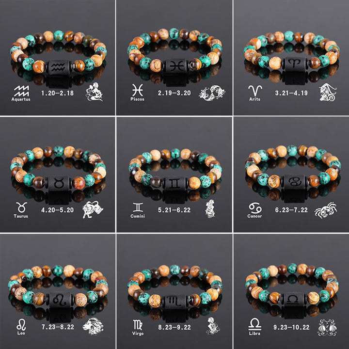 Olivenorma Tiger Eye Bronzite Beaded Zodiac Pendant Bracelet - image 0