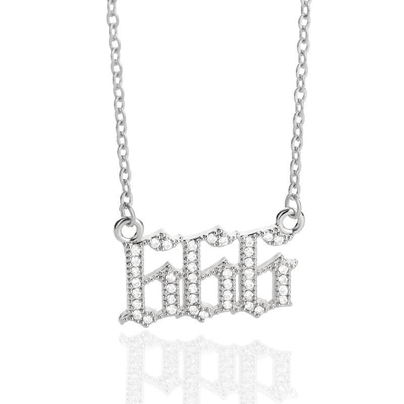 Olivenorma Zircon Angel Number Necklace - Silver - 666 - image 22