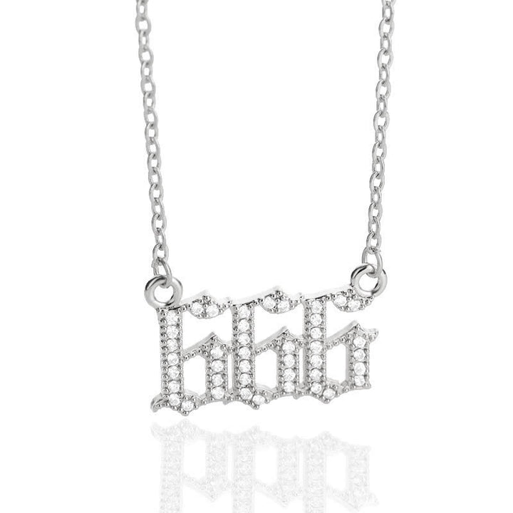Olivenorma Zircon Angel Number Necklace - Silver - 666 - image 22
