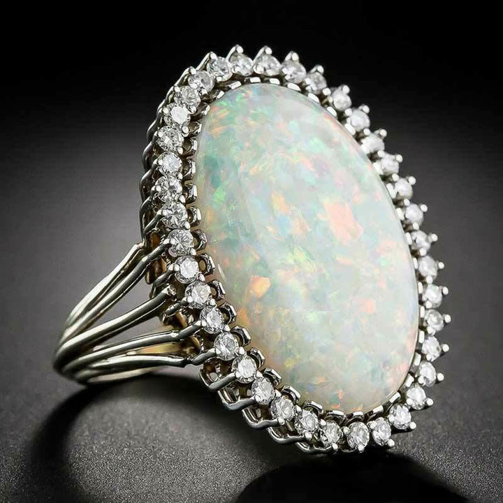 Olivenorma Oval White Opal Wedding Ring - 10 - image 0