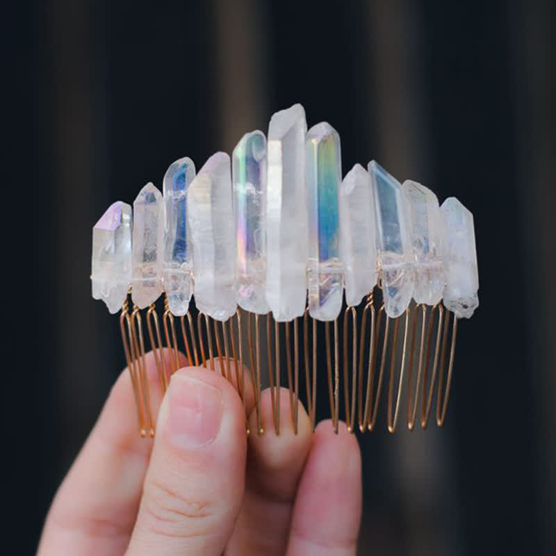 Natural Crystal U Shape Hair Comb Crystal Crown - image 4