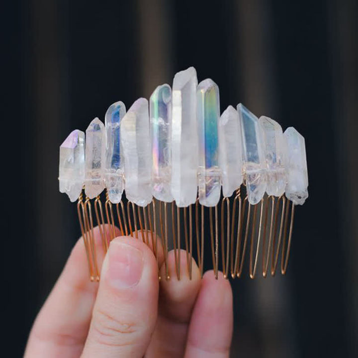 Natural Crystal U Shape Hair Comb Crystal Crown - image 4