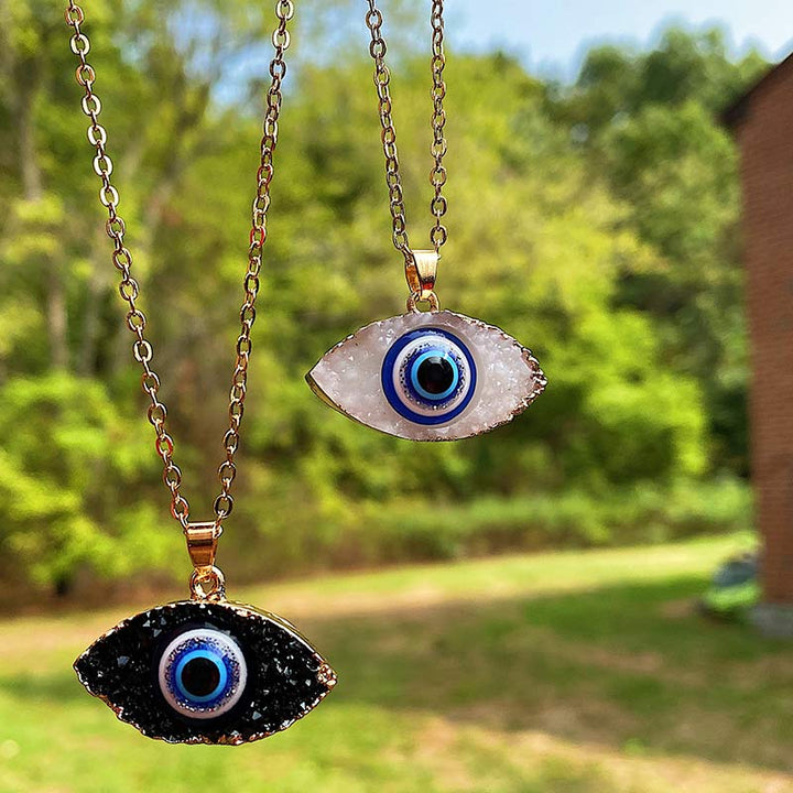 Olivenorma Clear Quartz Evil Eye Energy Necklace - image 0