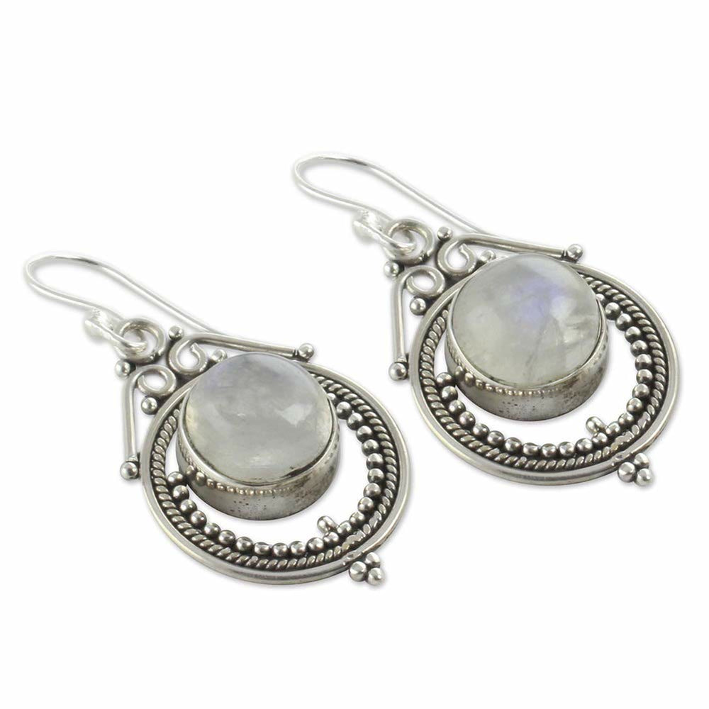 Olivenorma Women Vintage Hook Moonstone Earrings - image 1