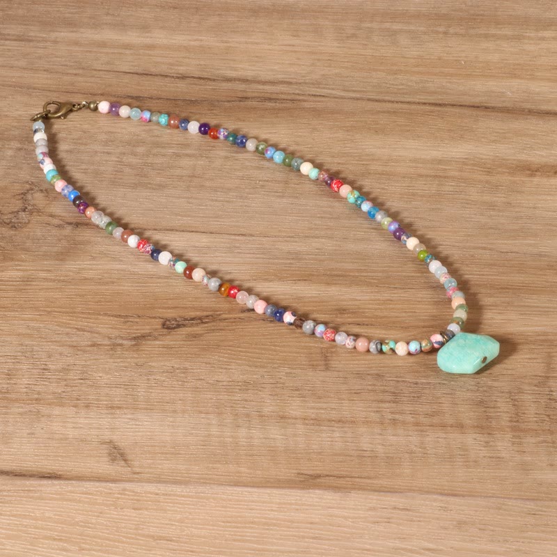Olivenorma Geometric Amazonite Pendant Choker Mala Jewelry Necklace - image 6