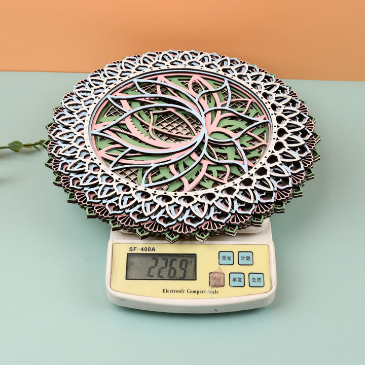 Olivenorma Lotus Mandala Wooden 3D Engraving Wall Decor - image 3