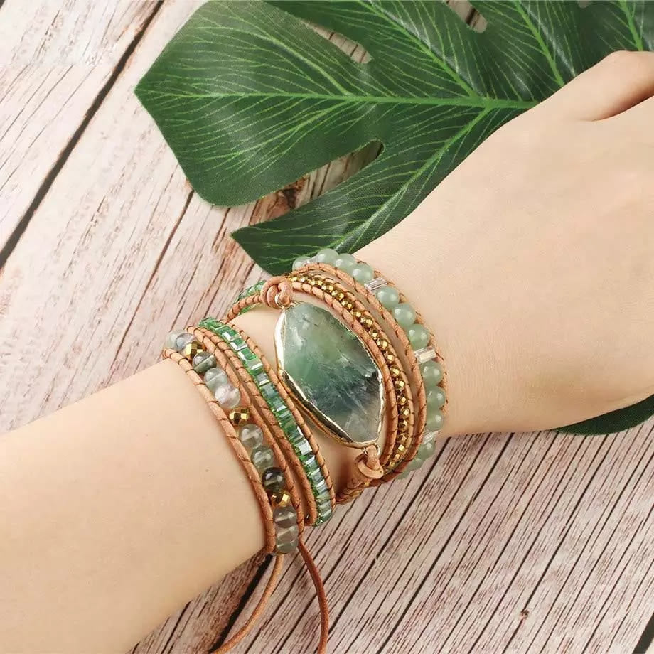 Olivenorma Green Fluorite Accessories Prehnite Beaded Braided Bracelet - image 1