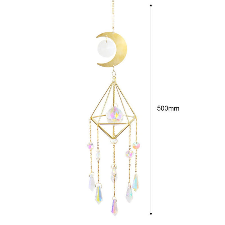 Clear Crystal Suncatcher Moon Wind Chime - image 4