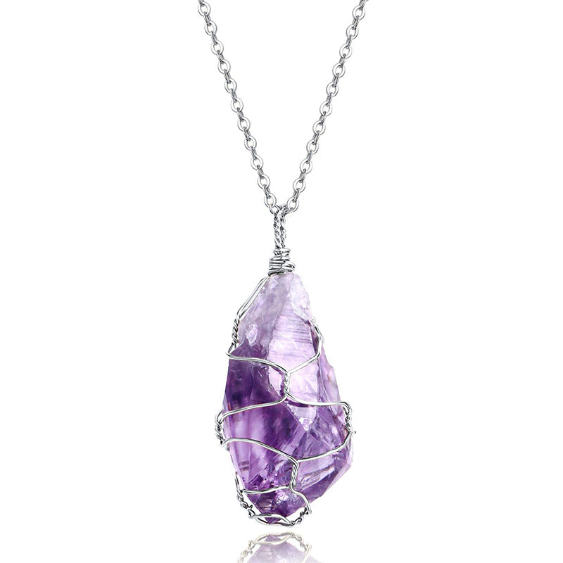 Olivenorma Amethyst Crystal Healing Necklace - Silver#2 - image 6
