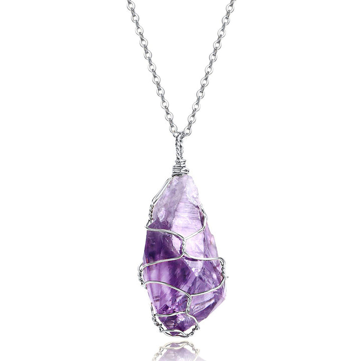 Olivenorma Amethyst Crystal Healing Necklace - Silver#2 - image 6