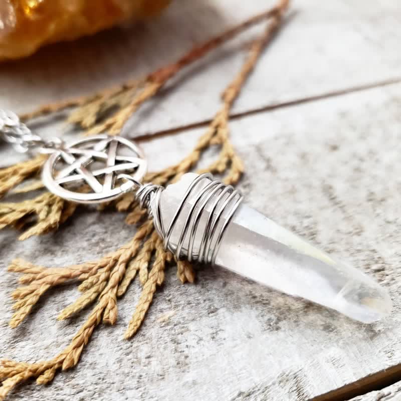 Olivenorma Pentagram Quartz Witch Necklace - image 1