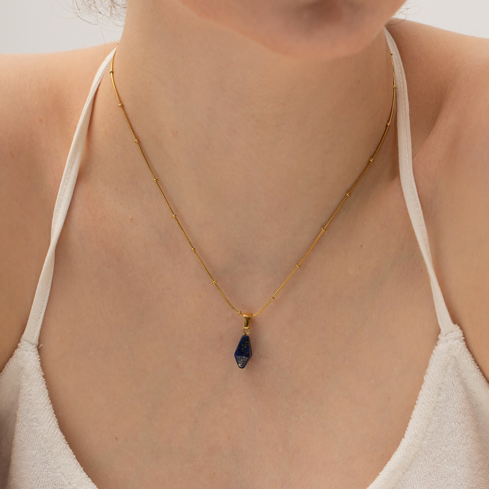 Olivenorma Rose Quartz Lapis Lazuli Turquoise Diamond Pendant Necklace - image 5