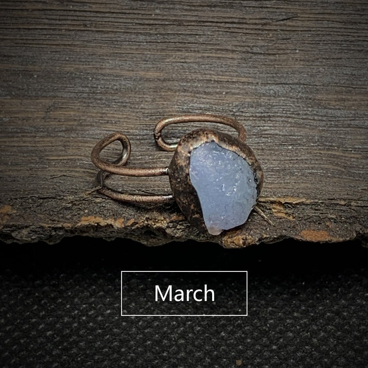 Olivenorma Natural Irregular Raw Stone Twelve Birthstone Adjustable Ring - March&Aquamarine - image 15