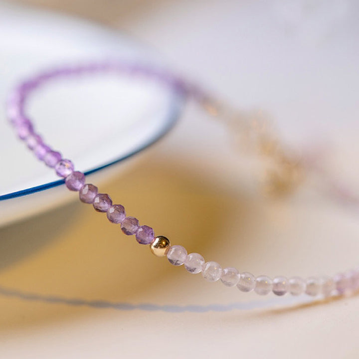 Wisteria - Amethyst With Clear Crystal Healling Gemstone Bracelet - image 4