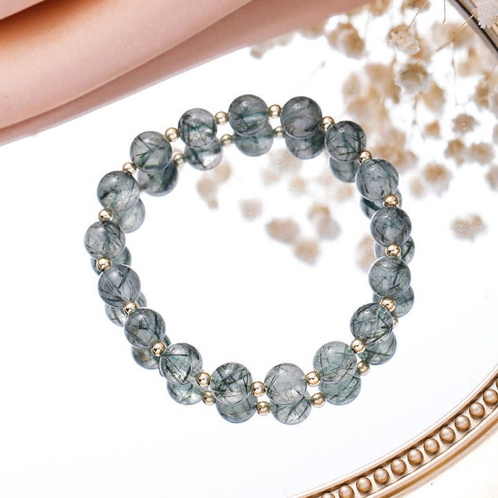 Olivenorma Green Strawberry Rutilated Quartz Tree of Life Bracelet Set - 8mm Green Rutilated Quartz - image 3