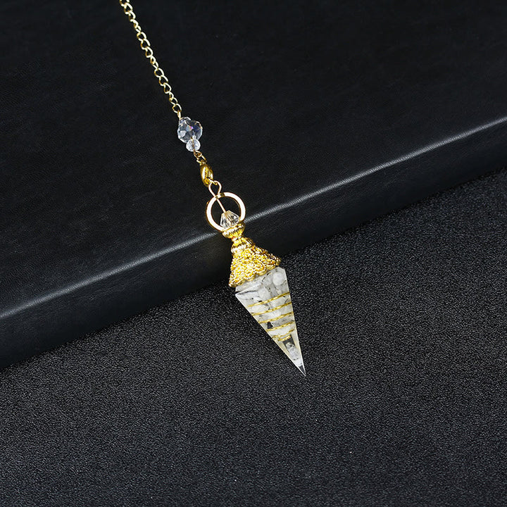 Olivenorma Natural Crystal Resin Hexagonal Pyramid Pendulum - Moonstone - image 21
