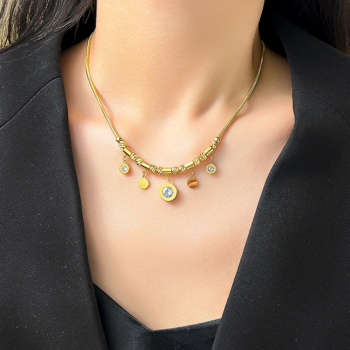 Olivenorma Gilded Turquoise Evil Eye Fantasy Wrap Bracelet Necklace - White Zircon&Gold - image 2