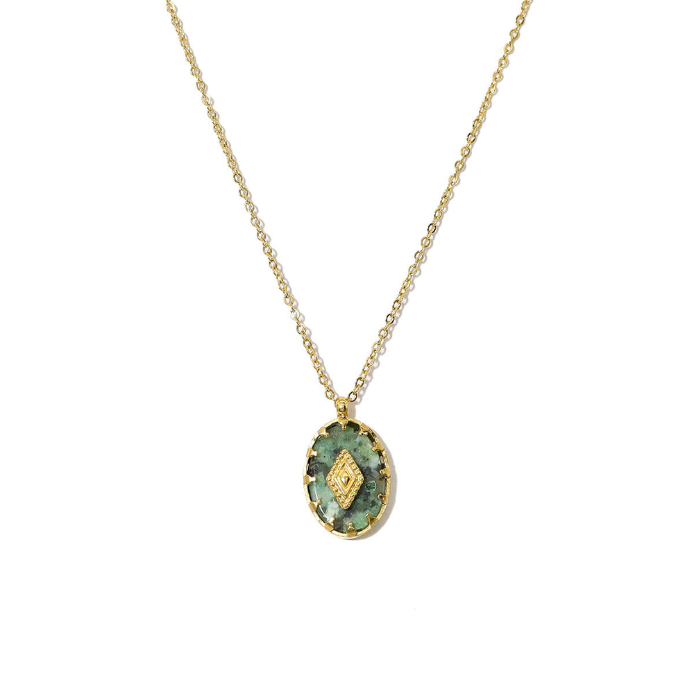 Olivenorma Oval African Turquoise Green Pendant Necklace - African Turquoise - image 1