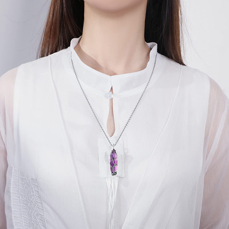 Olivenorma Crystal With Tree Of Life Gemstone Necklace - image 11