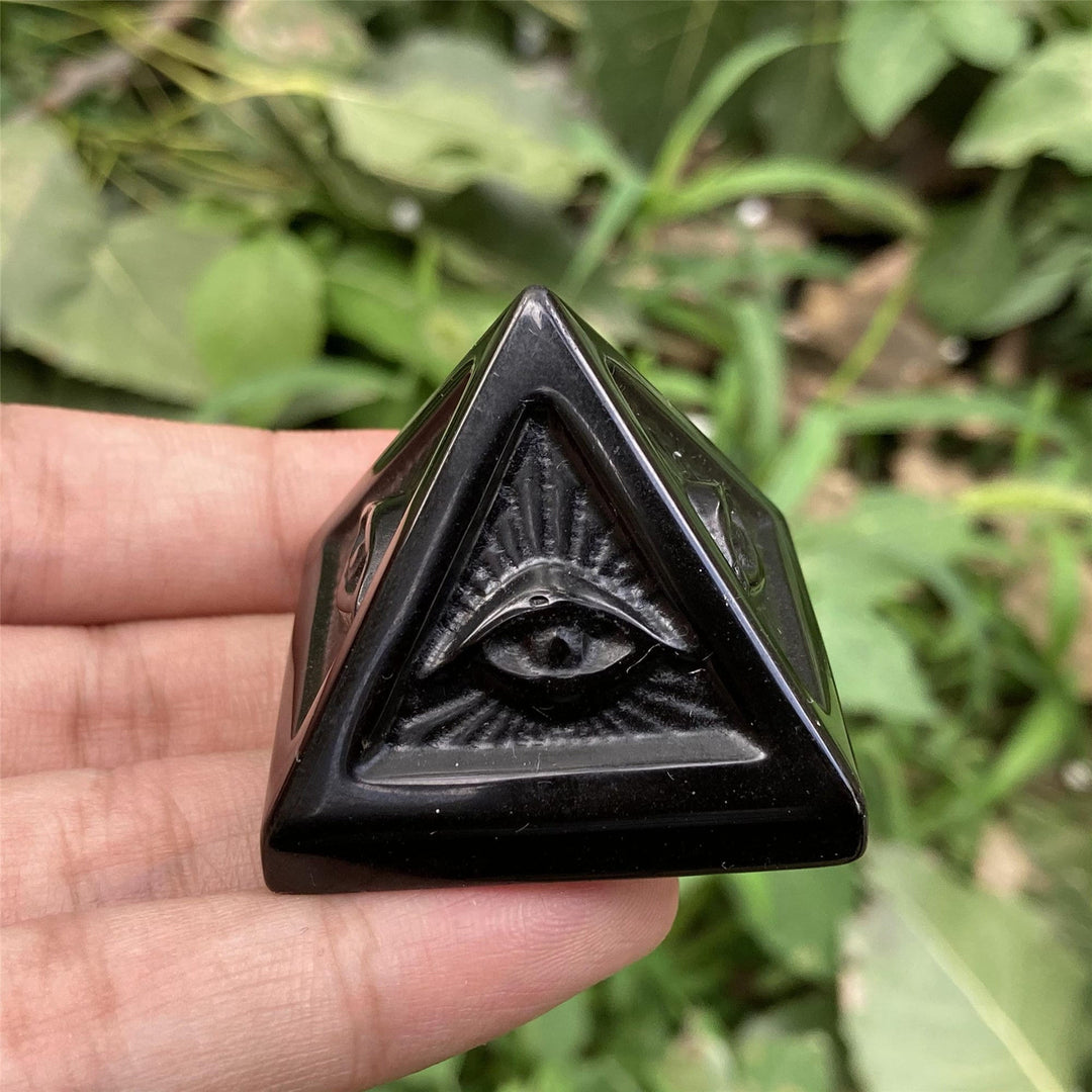 Olivenorma Obsidian Orgone Pyramid Gemstone Decoration - image 2
