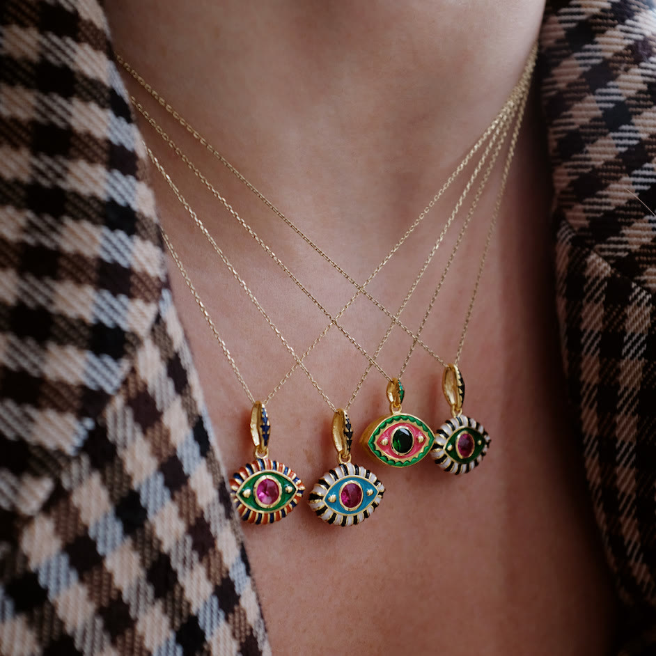 Olivenorma Stainless Steel Colorful Evil Eye Zircon Pendant Necklace - image 0
