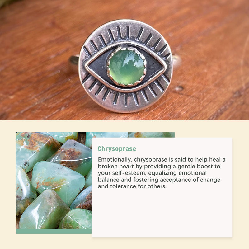 Chrysoprase Evil Eye Protection Ring - image 6