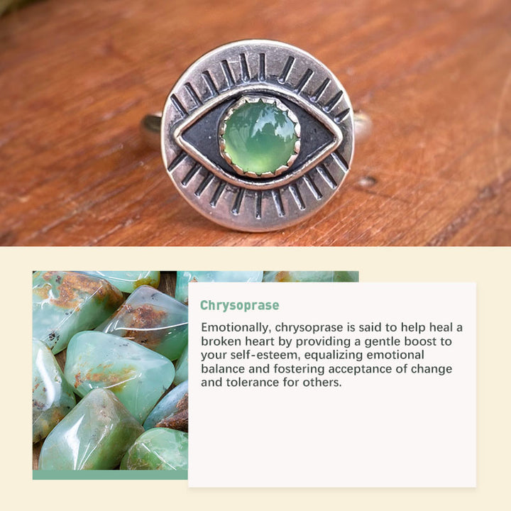 Chrysoprase Evil Eye Protection Ring - image 6