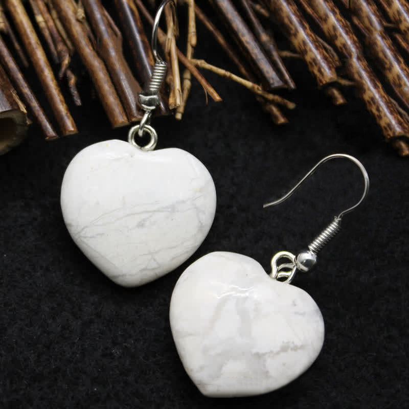 Natural Crystal Heart Healing Earrings - White Turquoise - image 20