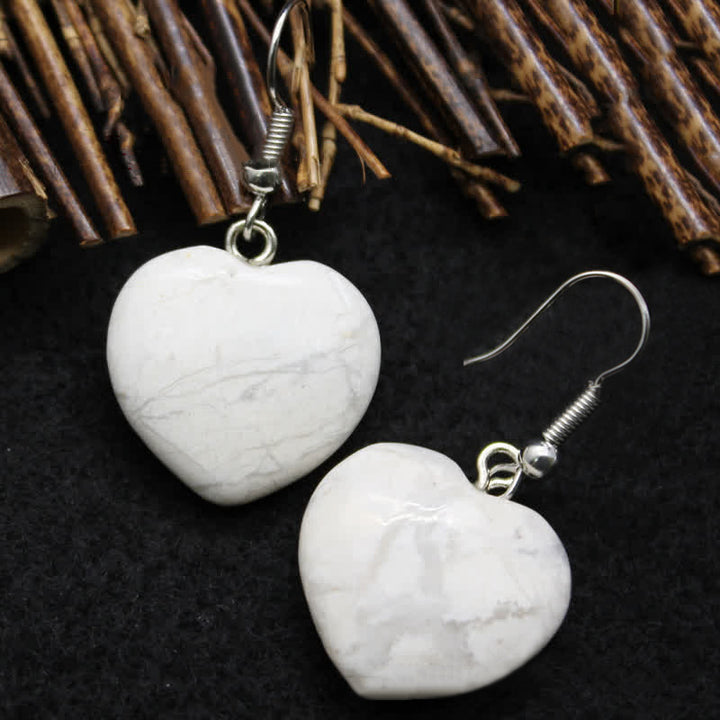 Natural Crystal Heart Healing Earrings - White Turquoise - image 20