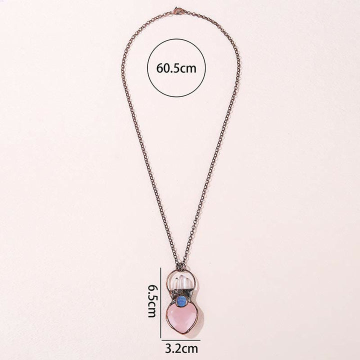 Olivenorma Natural Heart Rose Quartz Irregular Sweater Chain Necklace - image 3