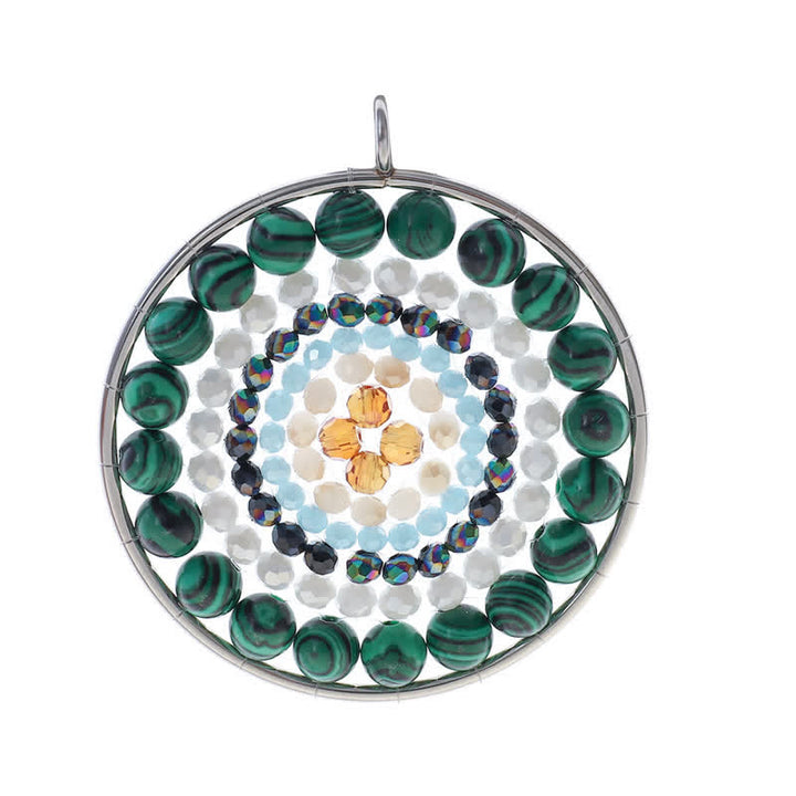 Olivenorma Datura Flower Round Pendant Crystal Necklace - Malachite - image 9
