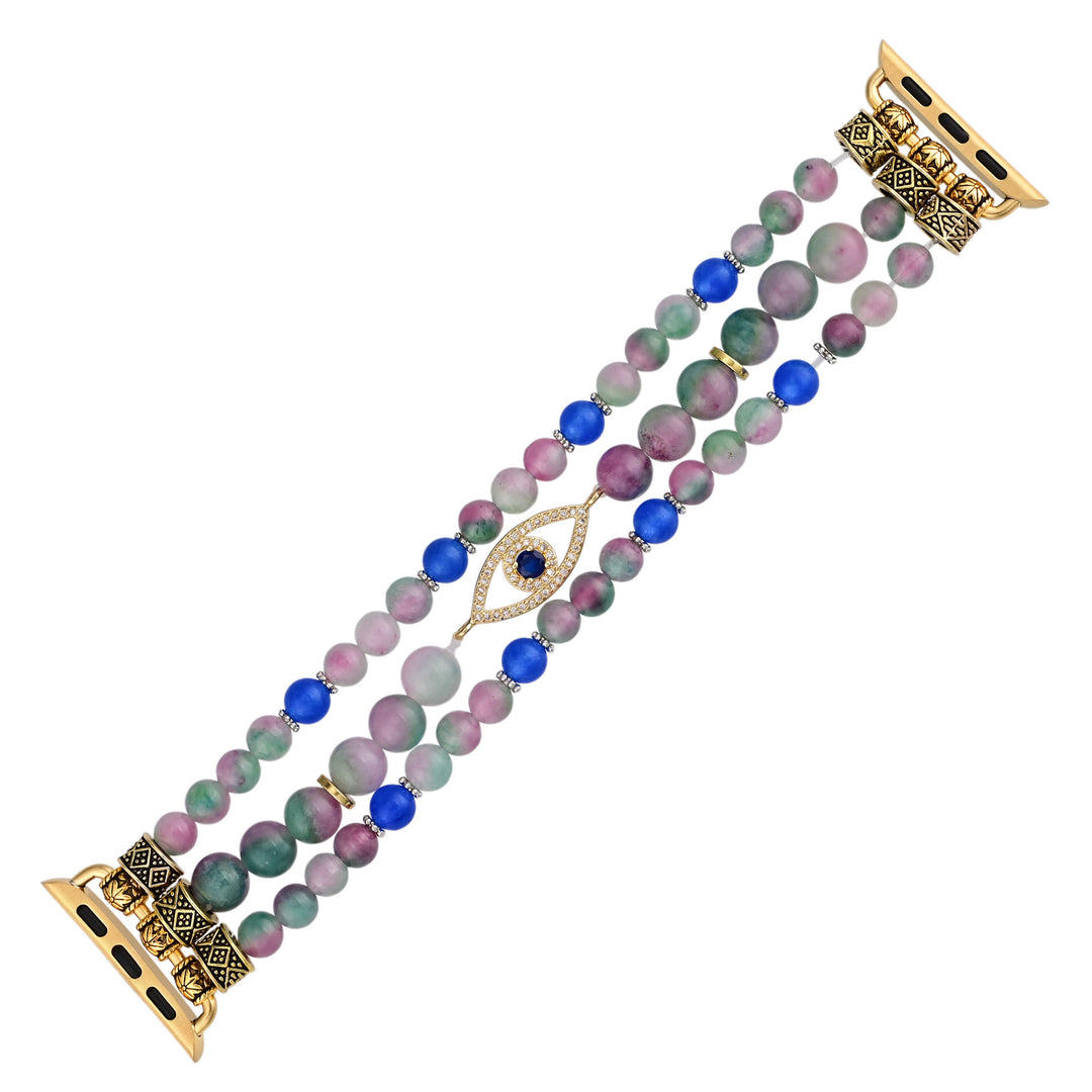 Olivenorma Pink And Blue Beads Evil Eye Apple Watch Strap - image 2