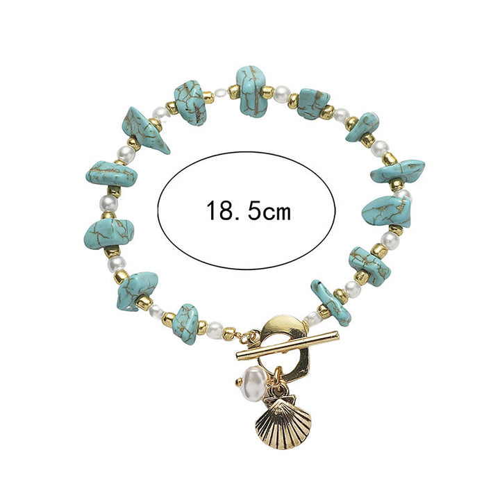 Olivenorma Irregular Turquoise Pearl Shell Pendant Bracelet - image 3