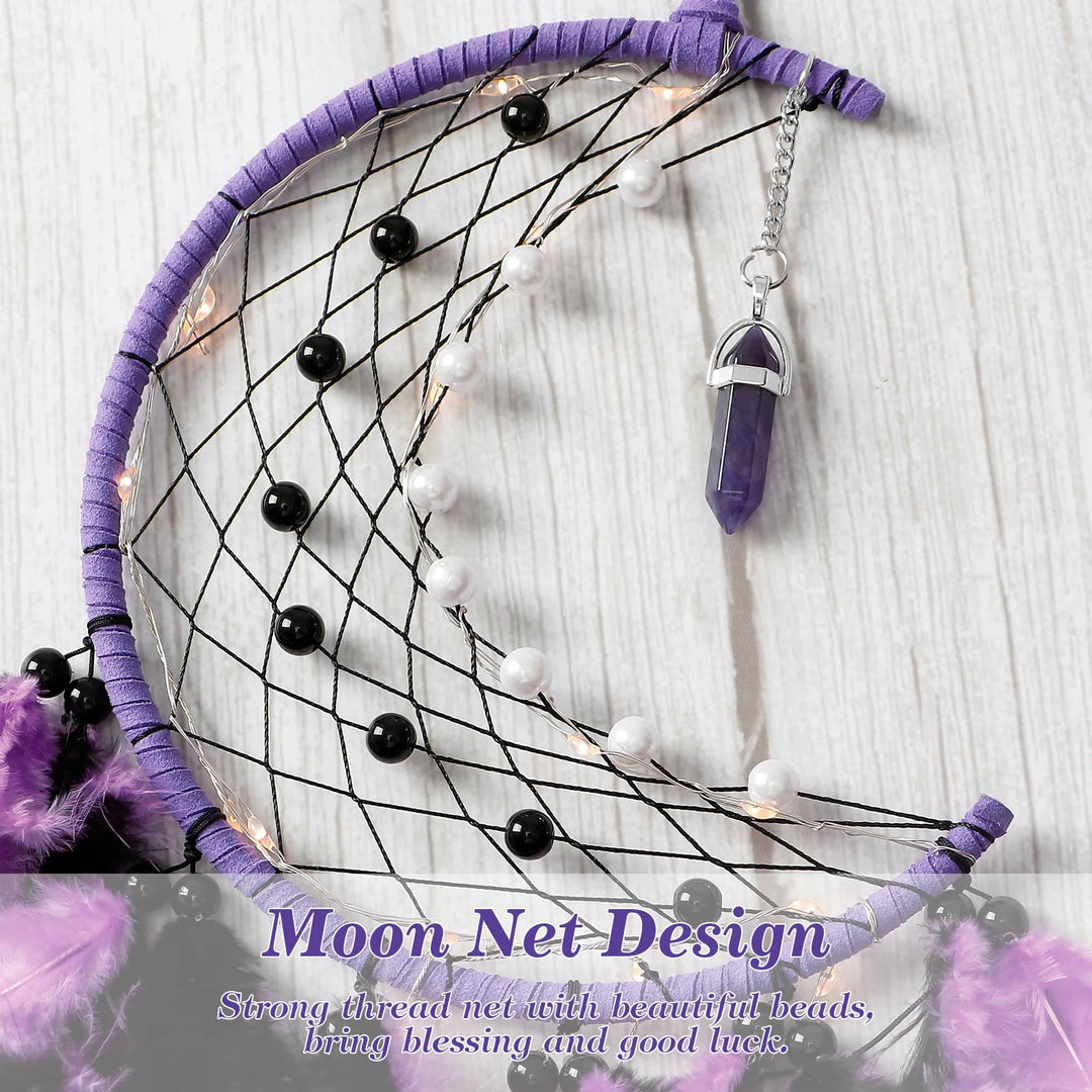Olivenorma Amethyst Obsidian Moon Feather Dream Catcher - image 7