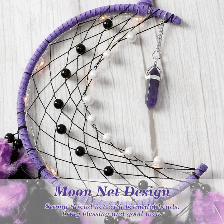 Olivenorma Amethyst Obsidian Moon Feather Dream Catcher - image 7