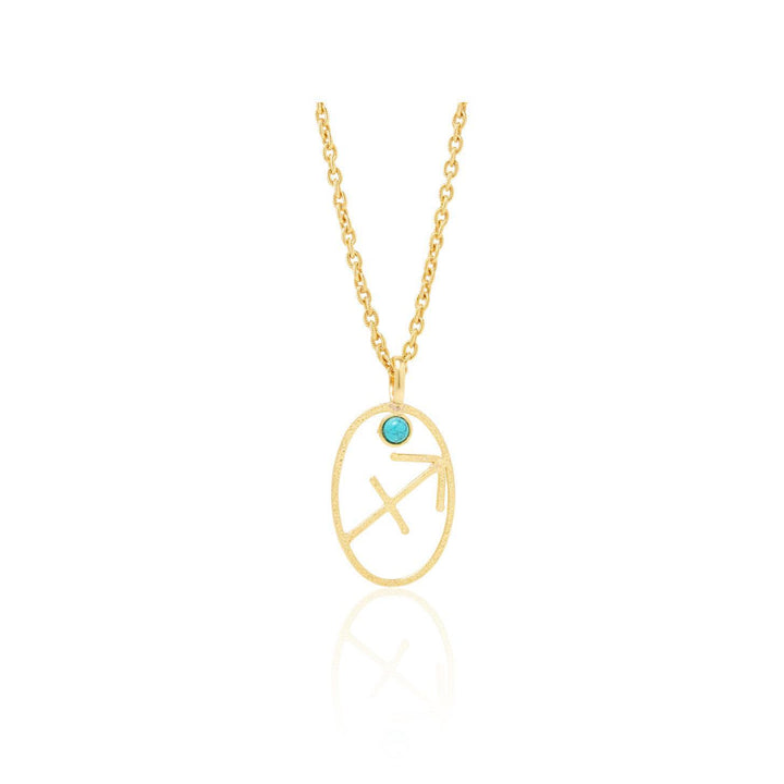 Olivenorma Hollow Zodiac Rune Birthstone Necklace - Sagittarius &Turquoise - image 16