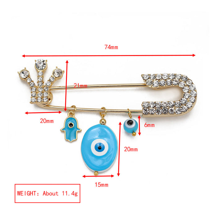Olivenorma White Zircon Evil Eye Heart Brooch - Evil Eye & Hamsa - image 7