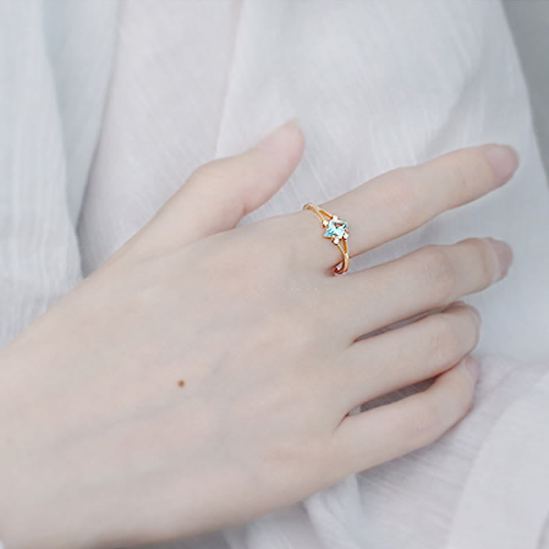 Olivenorma Aquamarine White Zircon Diamond Ring - image 2