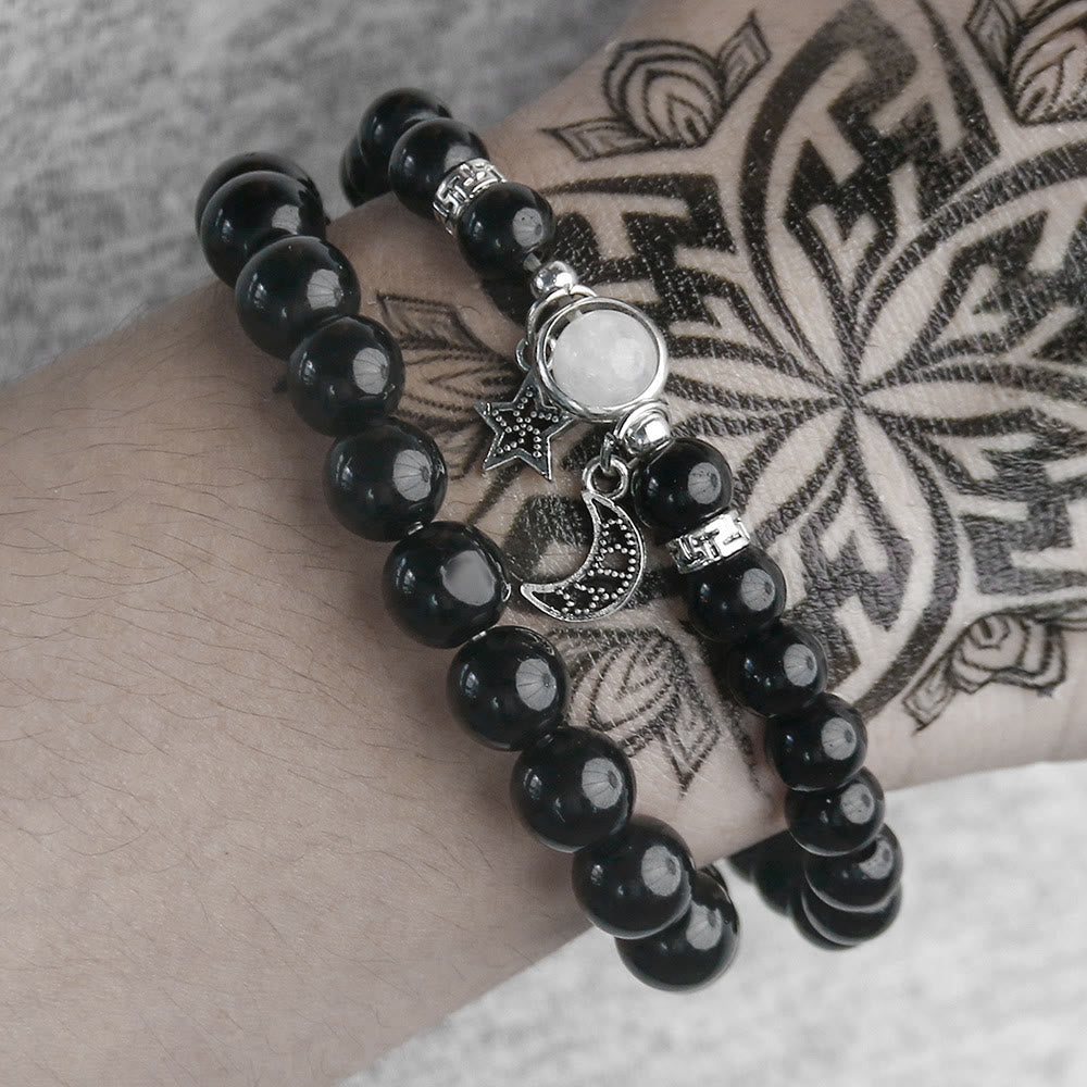 Olivenorma Blue Sandstone Obsidian 6mm Beaded Star and Moon Bracelet - image 7