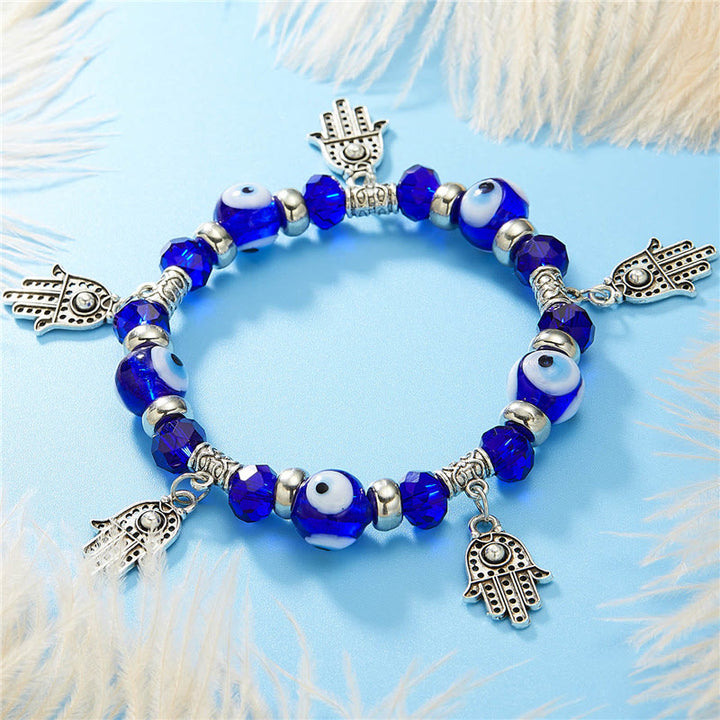 Olivenorma Evil Eye Hamsa Pendant Epoxy Zircon Bracelet - Evil Eye&Hamsa&Dark Blue Zircon - image 6