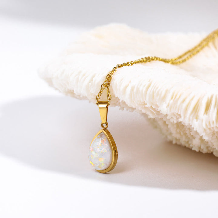 Olivenorma 18k Natural Opal Drop Shape Pendant Necklace - image 7