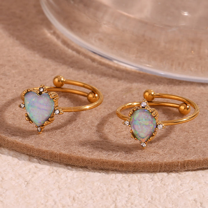 Olivenorma Natural Opal Sun Heart Adjustable Ring - image 13